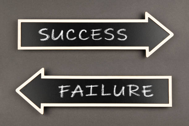 Arrows with text Success and Failure, on blackboard