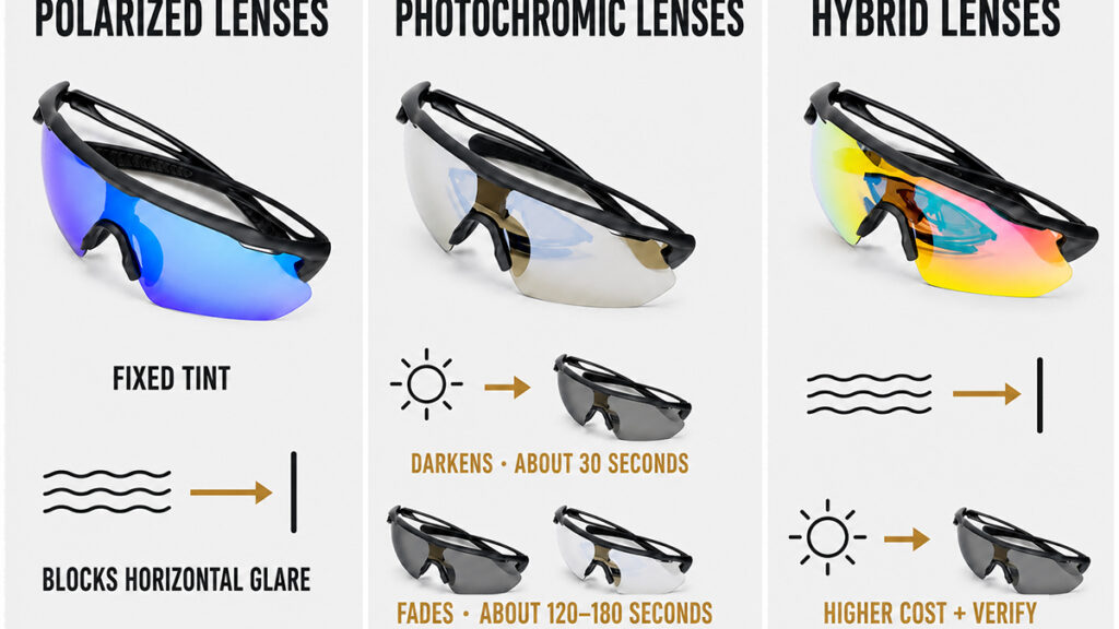 polarized vs photochromic vs hybrid cycling sunglasses comparison
